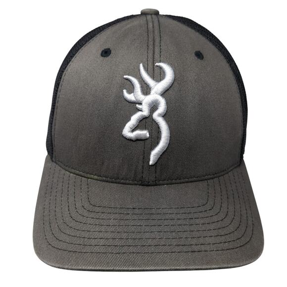 Browning Fitted Trucker Hat Gray XL Embroidered Logo Flexfit Colorblock - Picture 1 of 9